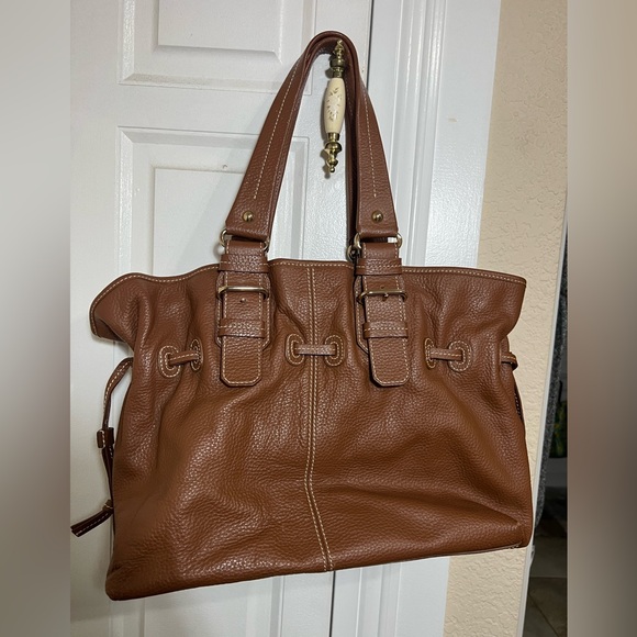 Dooney & Bourke Brown Pebbled Leather Tote Bag - Picture 2 of 8